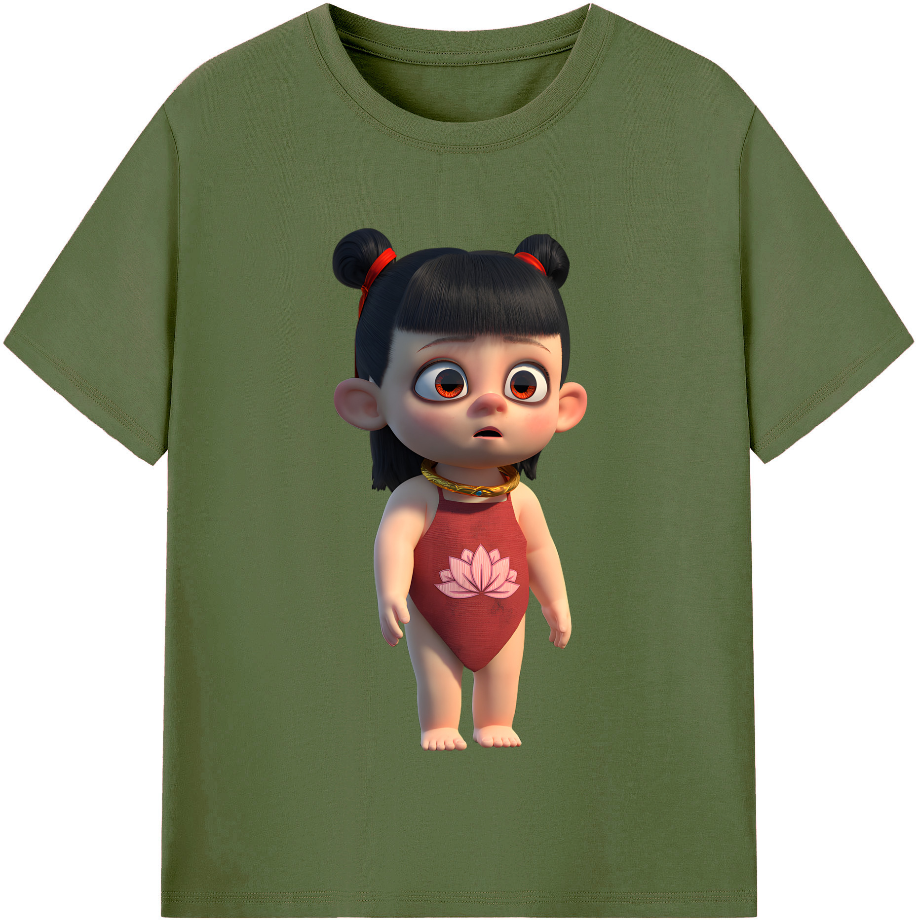 （画像用） Ne Zha 2 ナタ 魔童の大暴れ 綿100％半袖Tシャツ（フロントプリント）